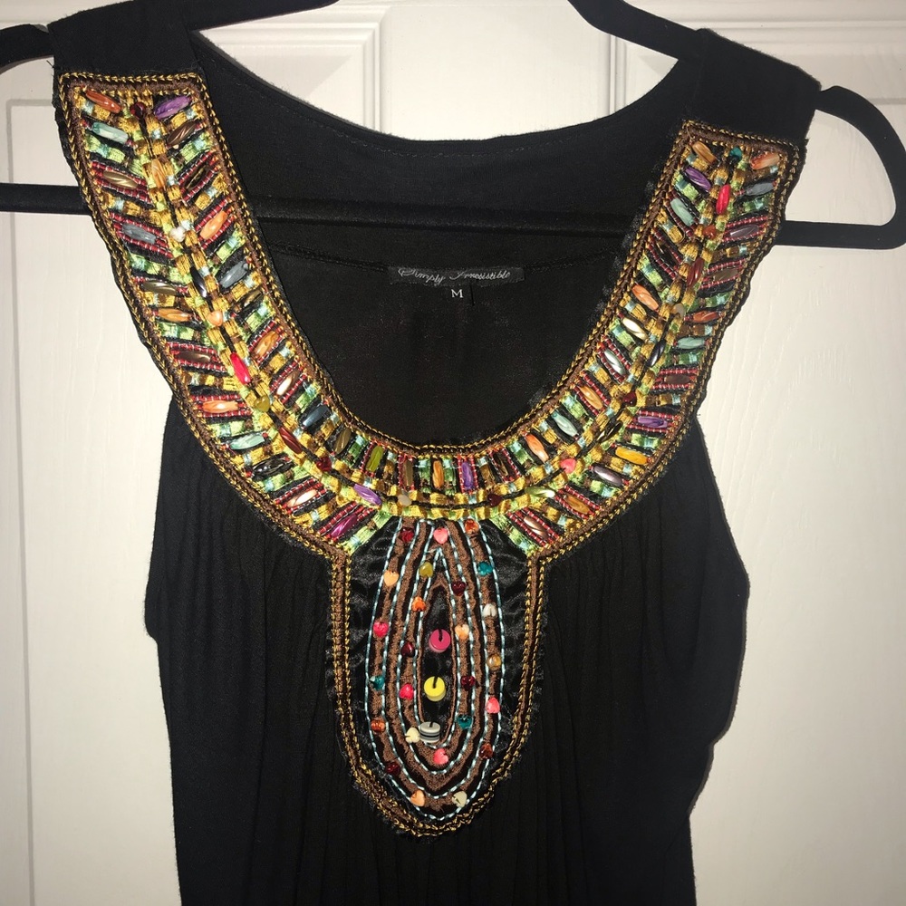 Simple Irresistible Scoop Neck Beaded Top